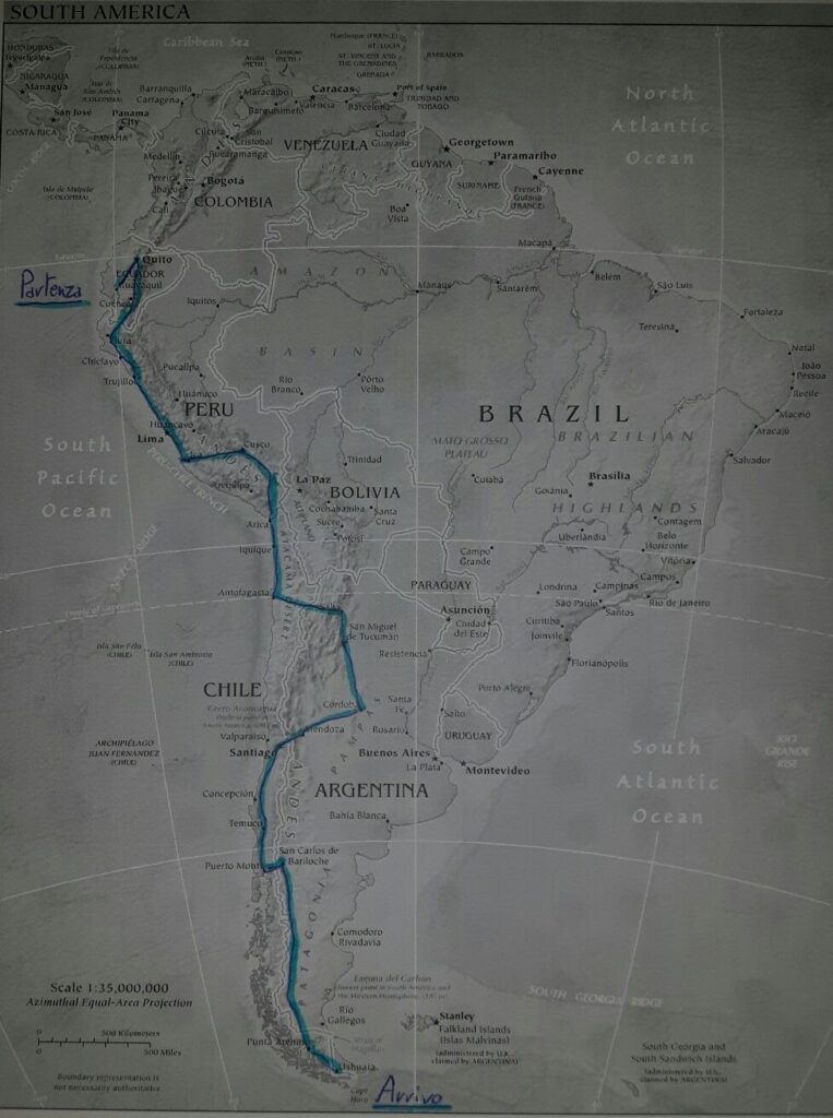 Sud America via terra - La mia cartina e il mio sogno del viaggio in Sud America